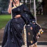 Black Winter Leaf Saree
