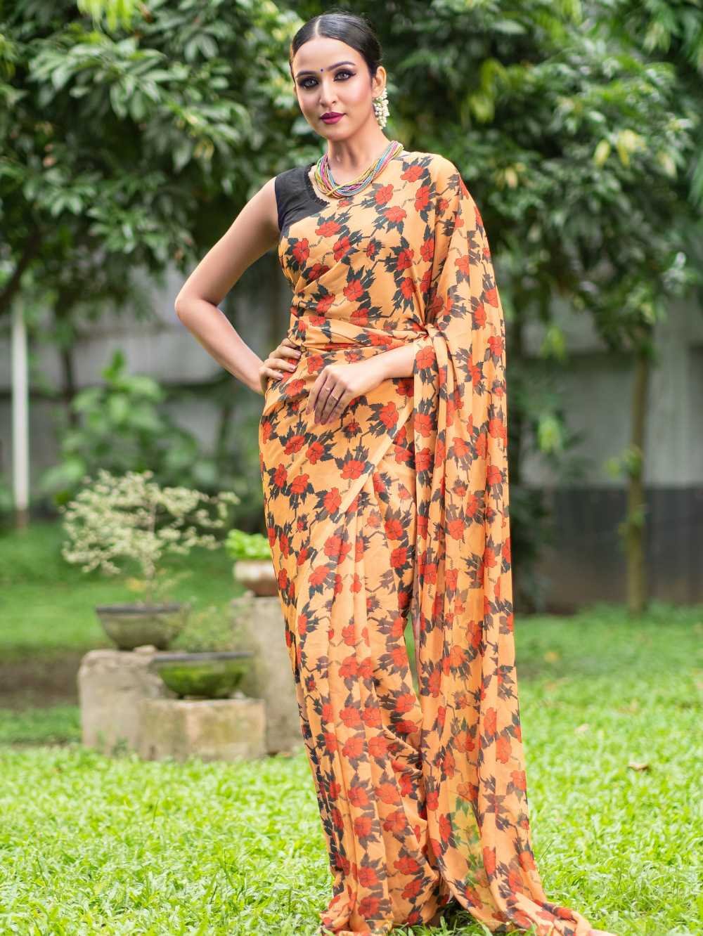 Joba Mustard Saree