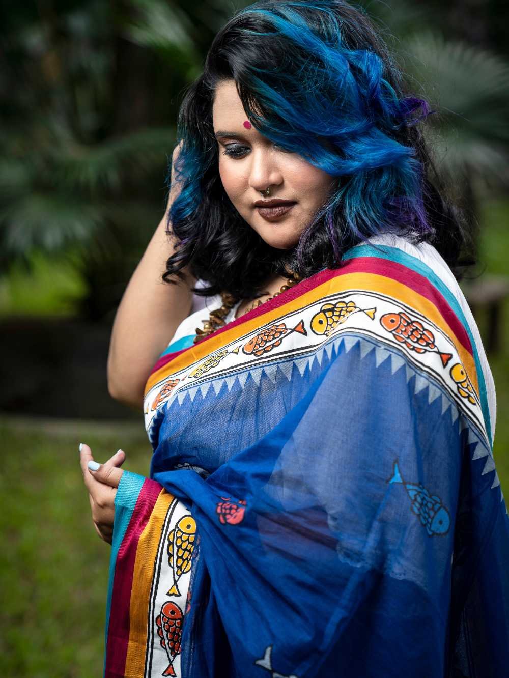 Deep Blue Aqua Saree