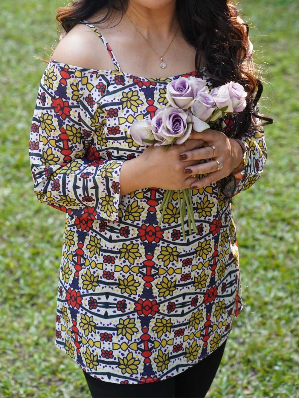 Kaleidoscope Off Shoulder Short Tops - Image 2