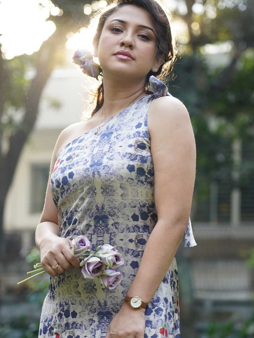 Blue Messed Long Dress