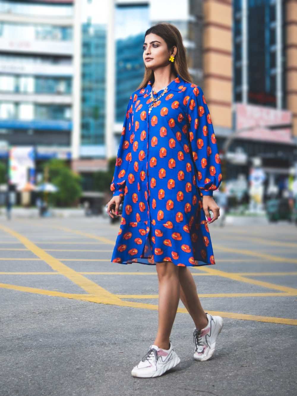 Flower Globe Blue Dress