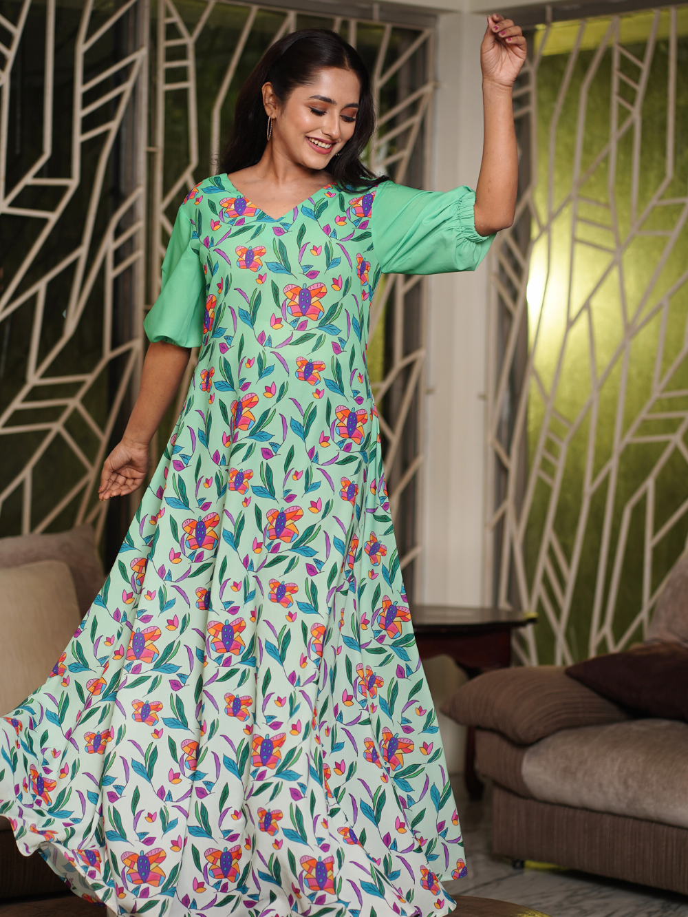 Sunny Day Green Long Dress - Image 2