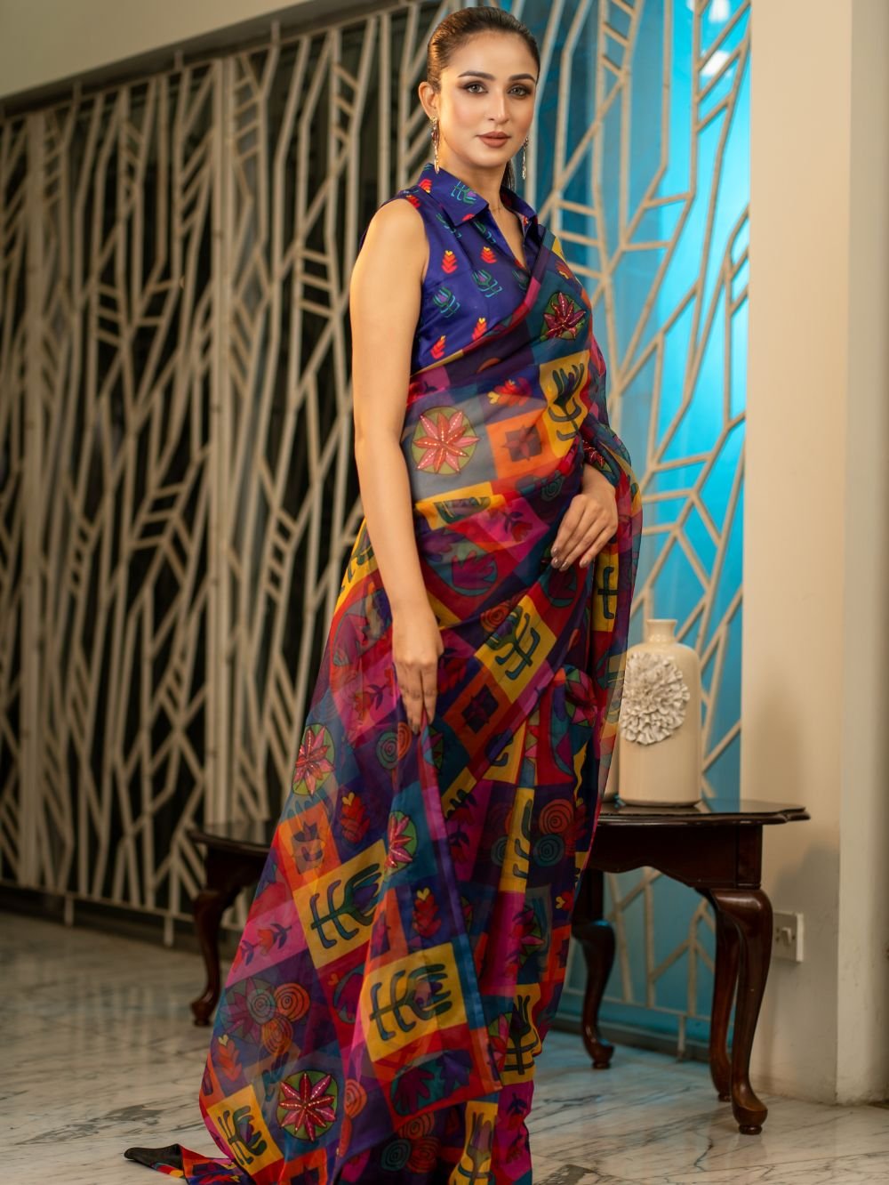 Flower Cocktail Saree - Image 2